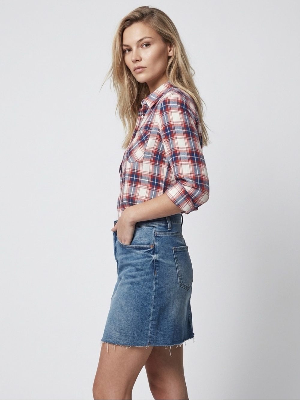Blank NYC Raw Hem Blue Denim Skirt Size 29